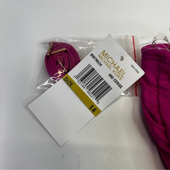 MICHAEL Michael Kors One Shoulder One Piece swimsuit pink cerise - 14 - Picture 10 of 12